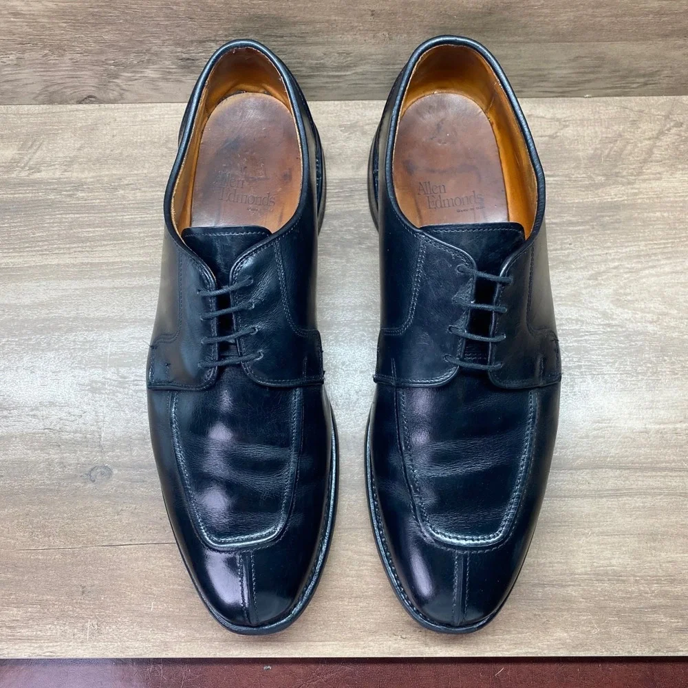 Allen Edmonds Hancock Derby Mens 12 D Black USA Vintage Dress Shoes 8404